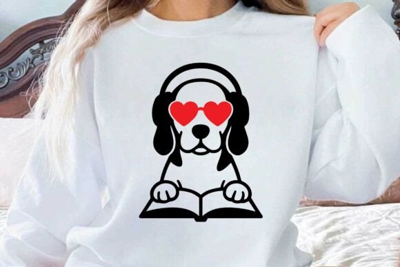 Beagle Dog Reading Book SVG PNG Clipart
