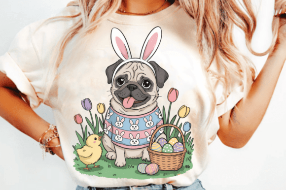 Cute Easter Dog Bunny Ears Pug PNG Design