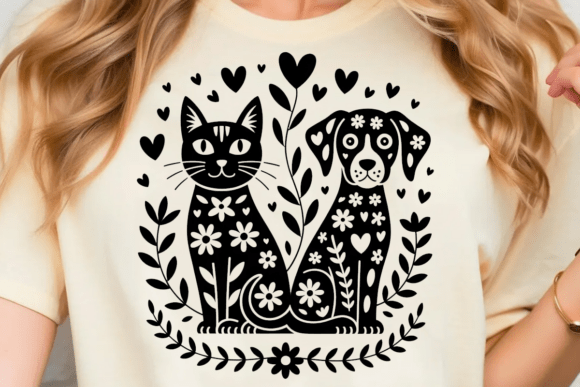 Dog and Cat Folk Art SVG PNG Review