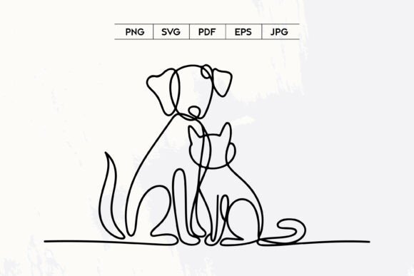 Dog and Cat Love Line Art SVG Design Review