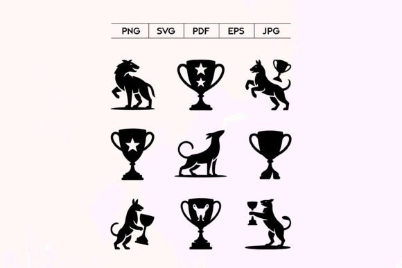 Dog Award Trophy Icons Set Review