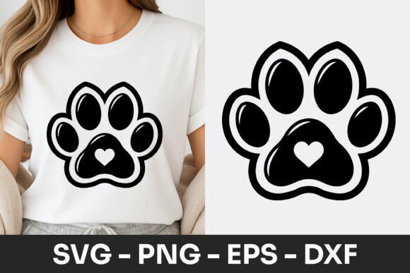 Dog Paw Heart Icon Design SVG PNG Review