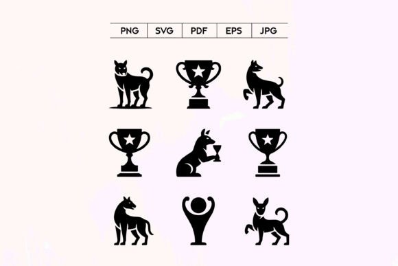 Dog Trophy Award Icons Set Review