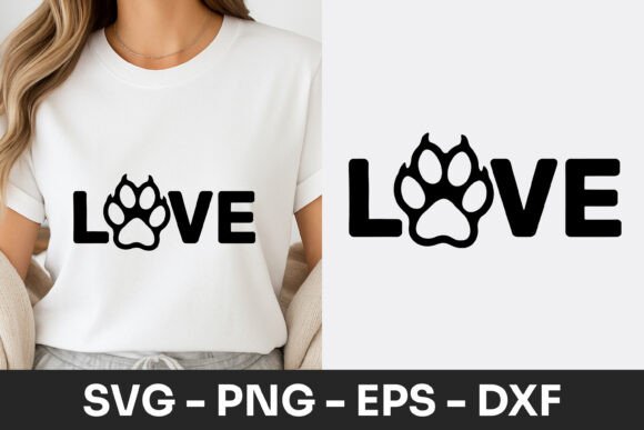 Love Dog Paw Typography Design SVG PNG Review