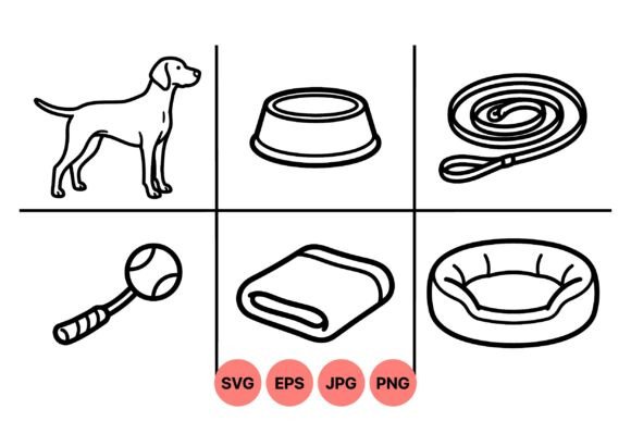 Minimalist Dog Care Icons Svg