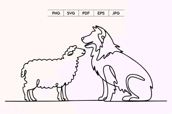 Sheep and Dog Line Art Review for Embroidery Projects